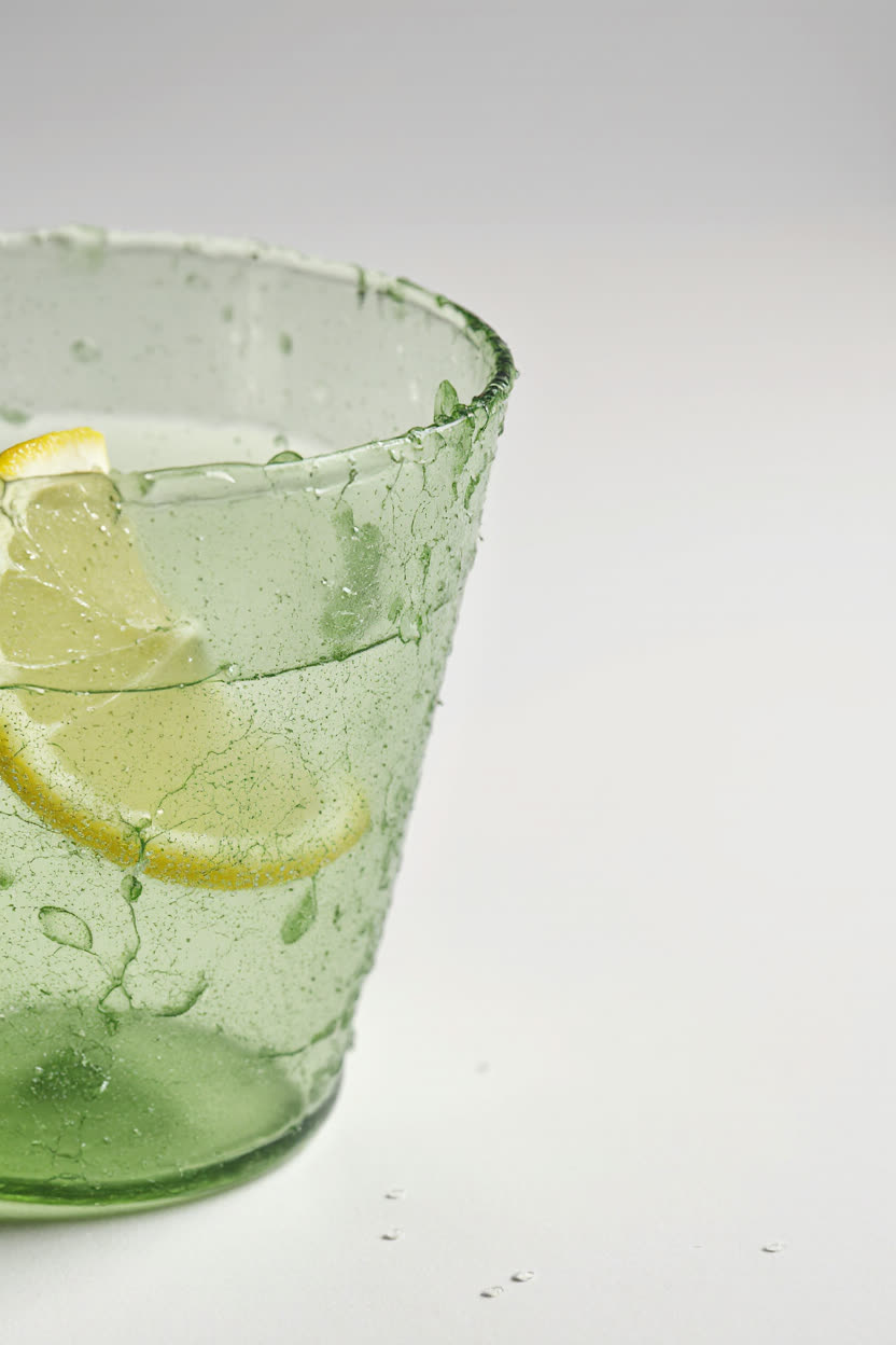 A Polyflora drinking cup with lemon water